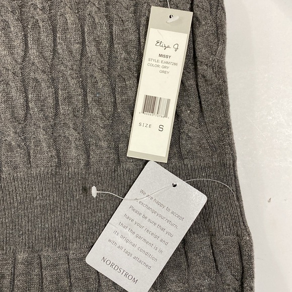 NWT Eliza J Cable Knit Sweater Dress Fit & Flare Medium Gray Size S - Picture 7 of 8